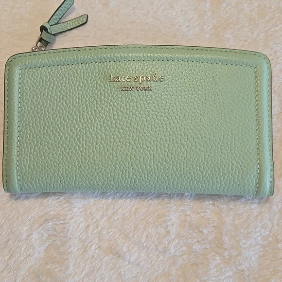 EUC Kate Spade New York Pebbled Leather Knott Colorblock Green With Wallet - Picture 11 of 15